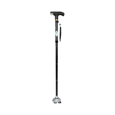 Entros ​KL931 Adjustable Height Foldable Aluminium Quadripod 4 Leg Walking Stick L.E.D Light