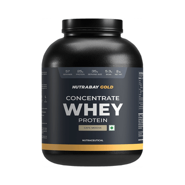 Nutrabay Gold Concentrate Whey Protein For Muscle Recovery | No Added Sugar Powder Cafe Mocha