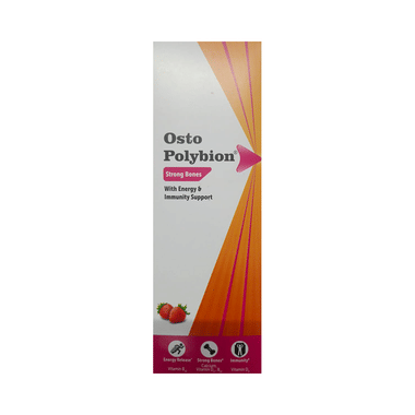 Osto-Polybion Oral Suspension with Calcium & Vitamins for Energy, Immunity & Bones | Flavour Strawberry