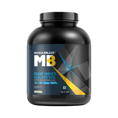 MuscleBlaze Raw Whey Protein Isolate | With Digestive Enzymes & BCAAs | For Muscle Gain | Powder Unflavoured