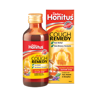 Dabur Honitus Honey-Based Cough Syrup | Fast Relief From Cough, Cold & Sore Throat | Non-Drowsy With Hot Sip Free