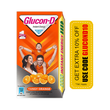 Glucon-D With Glucose, Calcium, Vitamin C & Sucrose | Nutrition Booster Tangy Orange