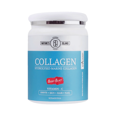 Nature's Island Hydrolysed Marine Collagen with Vitamin C | For Joints, Skin, Hair & Nails | Flavour Berry Blast