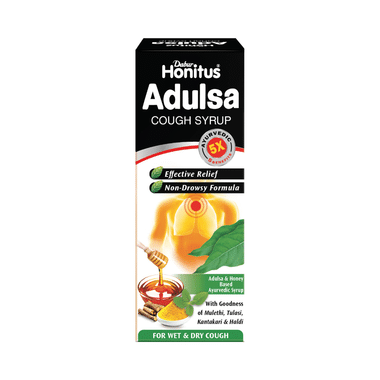 Dabur Honitus Adulsa Cough Syrup | 5X Adulsa Power | Cough, Cold, Sore Throat Relief Syrup