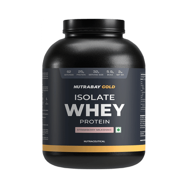 Nutrabay Gold Isolate Whey Protein For Muscles, Recovery, Digestion & Immunity | No Added Sugar | Flavour Strawberry Milkshake
