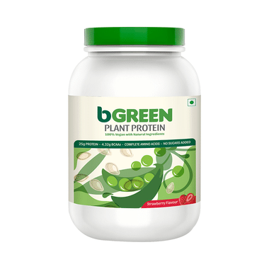 MuscleBlaze BGreen Plant Protein | For Muscle Gain, Immunity & Recovery | Strawberry