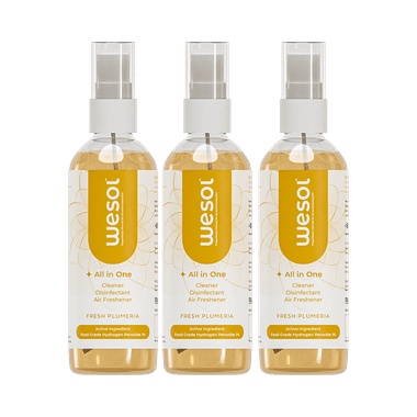 Wesol Food Grade Hydrogen Peroxide 1% All In One Multi Surface Cleaner Liquid, Disinfectant And Air Freshner (100ml Each) Fresh Plumeria