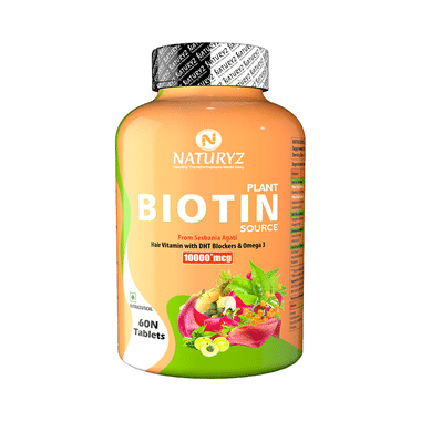 Naturyz 100% Plant Biotin Tablets With DHT Blocker & Omega For Nails, Hair & Skin