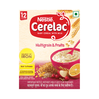 Nestle Cerelac Baby Cereal With Iron, Vitamins & Minerals | From 12 To 24 Months | Multigrain & Fruits