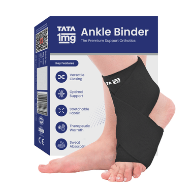Tata 1mg Ankle Binder, Ankle Support for Pain Relief, Injuries and Inflammation, Ankle Protection Guard Post Cast Care and Post Operation XL