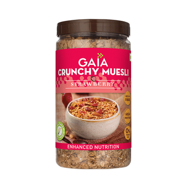 GAIA With Vitamins, Minerals, High Protein & Fibres For Nutrition | Crunchy Strawberry Muesli