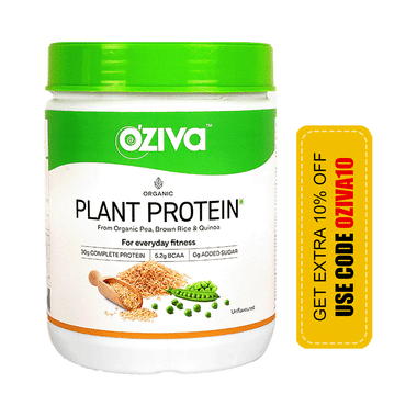 Oziva Organic Plant Protein from Organic Pea, Brown Rice & Quinoa for Everyday Fitness | Unflavoured