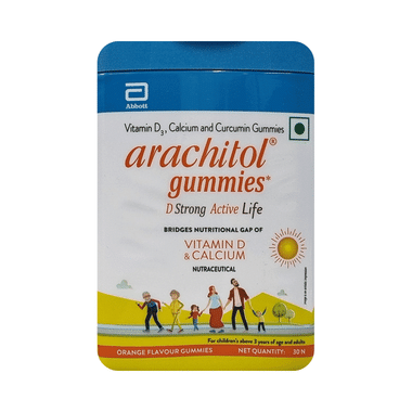 Arachitol Gummies - Vitamin D3+Calcium+Curcumin Gummies Orange Flavour