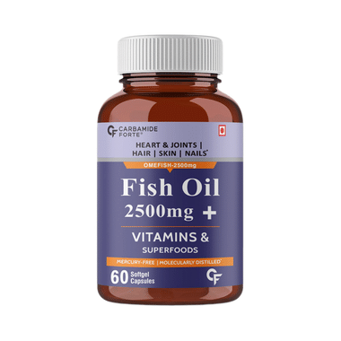 Carbamide Forte Fish Oil 2500mg + Vitamin | Softgel Capsule For Heart, Joints, Hair, Skin & Nails