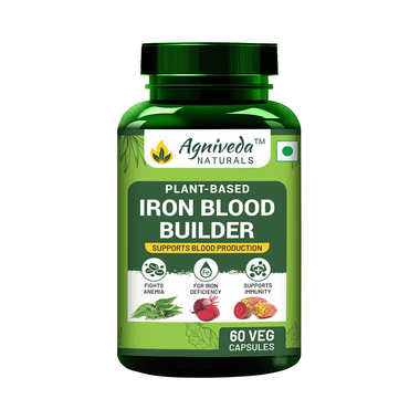 Agniveda Naturals Plant-Based Iron Blood Builder Veg Capsules Vegicap