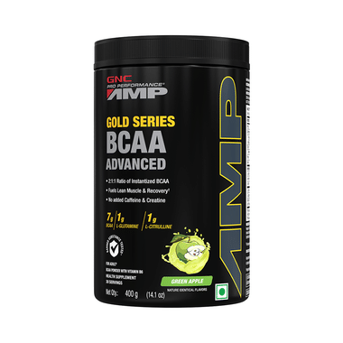 GNC Pro Performance AMP Gold Series BCAA Advanced | For Lean Muscles & Recovery | Flavour Green Apple
