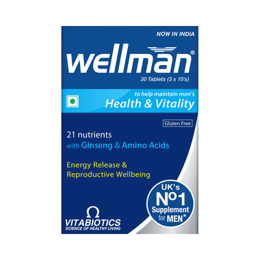 Wellman Gluten Free Health Supplement For Men With Vitamins & Minerals, Ginseng & Amino Acids | For Energy Release & Vitality