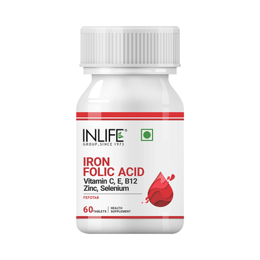 Inlife Iron Folic Acid Supplement | With Vitamins, Zinc & Selenium | For RBC Formation | Tablet