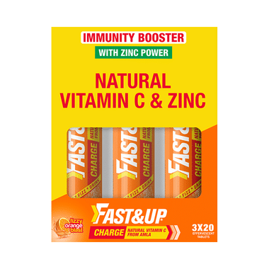 Fast&Up Charge with Natural Vitamin C from Amla & Zinc | Flavour Effervescent Tablet Orange