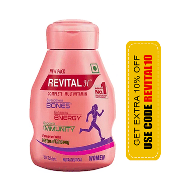 Revital H Woman Tablet with Multivitamins, Calcium, Zinc & Natural Ginseng | For Daily Immunity, Strong Bones & Energy