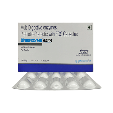 New Unienzyme Pro Capsule | Pre & Probiotic Supplement With FOS | Fortified With Multi-digestive Enzymes