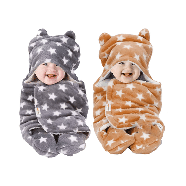 Oyo Baby Blanket Wrapper Sleeping Bag Star Beige & Star Grey