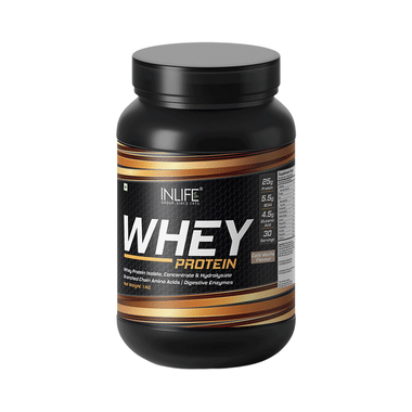 Inlife Whey Protein Powder | With Digestive Enzymes For Muscle Growth | Flavour Powder Cafe Mocha