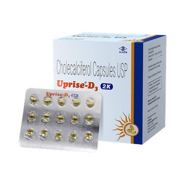 Uprise-D3 Cholecalciferol 2K Soft Gelatin Capsule | For Bone & Joint Health