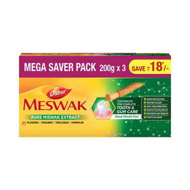 Dabur Meswak Toothpaste (200gm Each) Mega Saver Pack | For Healthy Teeth & Gums