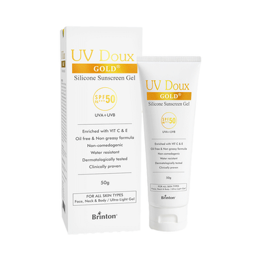 UV Doux Gold Silicone Sunscreen Gel SPF 50 | With Vitamin C & E For All Skin Types