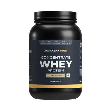 Nutrabay Gold Concentrate Whey Protein For Muscle Recovery | No Added Sugar Powder Cafe Mocha