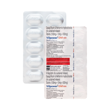 Vilpower-DM 10mg/500mg/100mg Tablet