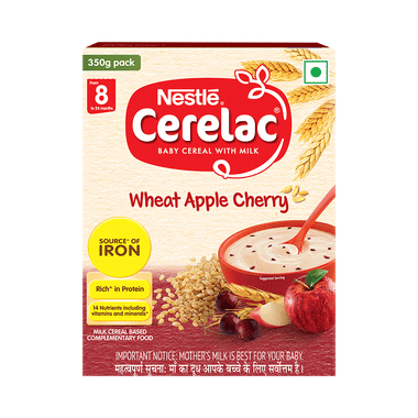 Nestle Cerelac Baby Cereal With Milk From 8 To 24 Months | Rich In Iron | Omega 3 Iron Protein Calcium For Babies | Instant Infant Cereal | Wheat Apple Cherry