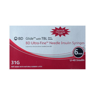 BD Glide With TBL Ultra-Fine Needle Insulin Syringes U40 31G 6mm