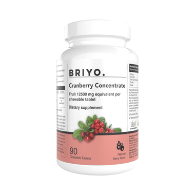 Briyo Cranberry Concentrate 250mg Chewable Tablets for Urinary Tract & Immune Health Natural Berry
