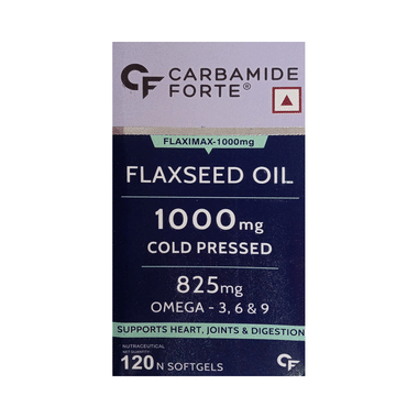 Carbamide Forte Cold Pressed Flaxseed Oil 1000mg | With Omega 3,6 & 9 | Softgel Capsule For Heart, Joints & Digestion