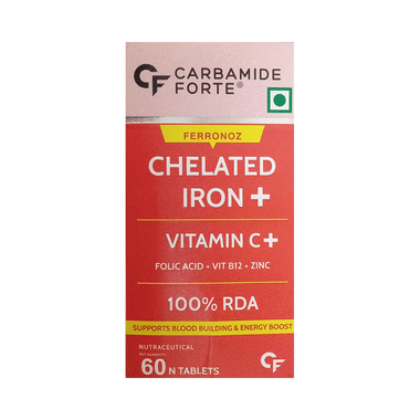 Carbamide Forte Chelated Iron with Folic Acid, Zinc, Vitamin C & B12 for Blood Building & Energy | Tablet