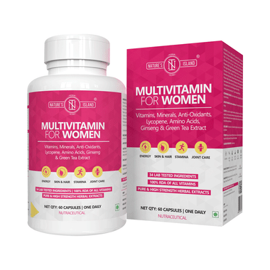 Nature's Island Multivitamin for Women with Lycopene, Ginseng & Green Tea Extract | For Energy, Skin, Hair, Stamina & Joints | Capsule