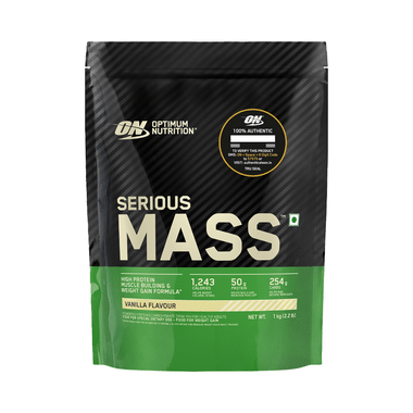 Optimum Nutrition (ON) Serious Mass High Protein For Weight Gain & Muscle Building | Flavour Powder Vanilla