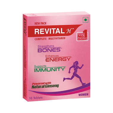 Revital H Woman Tablet with Multivitamins, Calcium, Zinc & Natural Ginseng | For Daily Immunity, Strong Bones & Energy