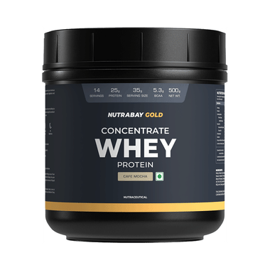 Nutrabay Gold Concentrate Whey Protein For Muscle Recovery | No Added Sugar Powder Cafe Mocha