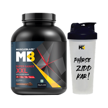 MuscleBlaze Super Gainer XXL For Muscle Growth | No Added Sugar | Powder Chocolate With Shaker 650ml