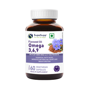 Sri Sri Tattva SupaSupp Flaxseed Oil Omega 3,6,9,  Vegetarian Capsule for Heart & Brain Health