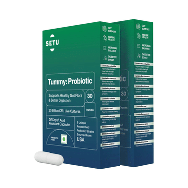 Setu Tummy Probiotic Capsule With 20 Billion CFUs For Digestion & Reduced Gas (30 Each)