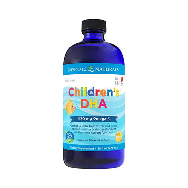 Nordic Naturals Children's DHA With 530mg Omega 3 | For Healthy Brain & Immunity | Flavour Strawberry