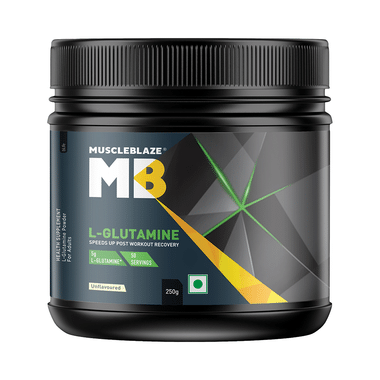 MuscleBlaze Micronized L-Glutamine  | For Muscle Growth, Recovery & Immunity | Powder Unflavoured