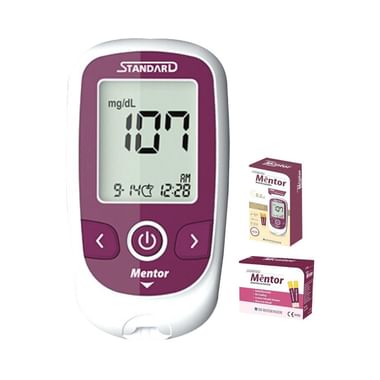 Standard Combo Pack Of Mentor Blood Glucometer & 60 Mentor Blood Glucose Test Strips