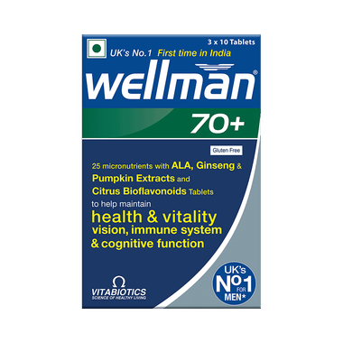Wellman 70+ Health Supplement To Maintain Health & Vitality Vision, Immunace System & Cognitive System Tablet