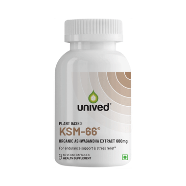 Unived KSM 66 Organic Ashwagandha Root Extract 600mg Vegan Capsule