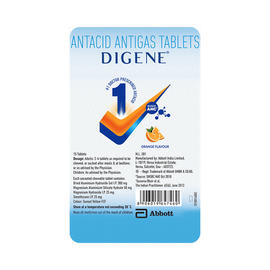 Digene Antacid Antigas Tablet | For Acidity, Gas & Stomach Care | Flavour Orange